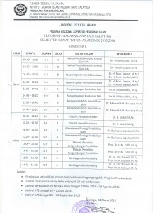 Jadwal Kuliah Supervisi 2016